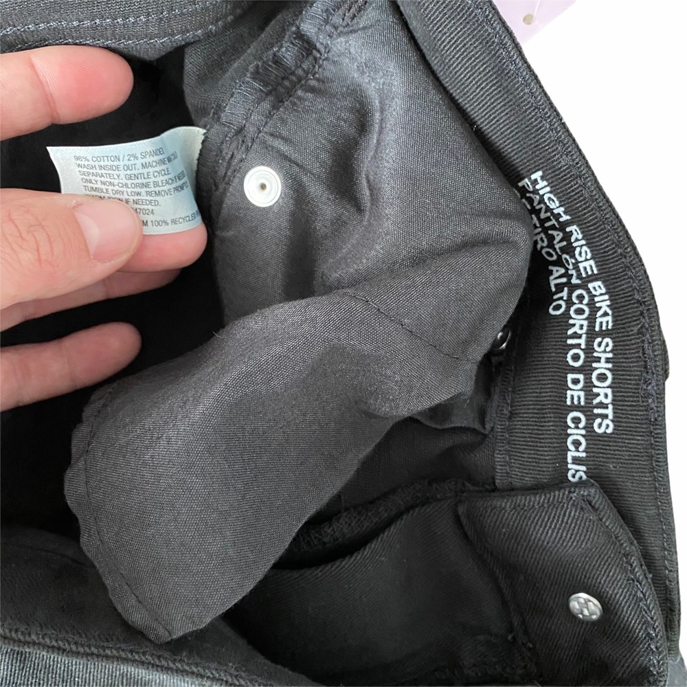 Destroyed denim High rise black jean bike shorts - Picture 2 of 3